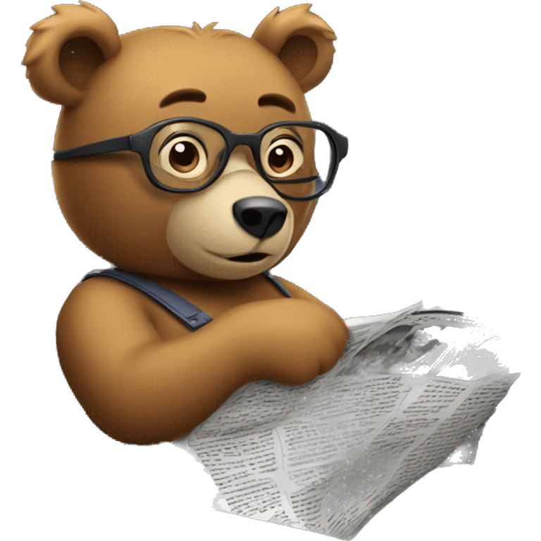 bear sitting in car wearing glasses reading newspaper emoji