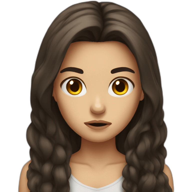 brunet girl with long hair angry emoji