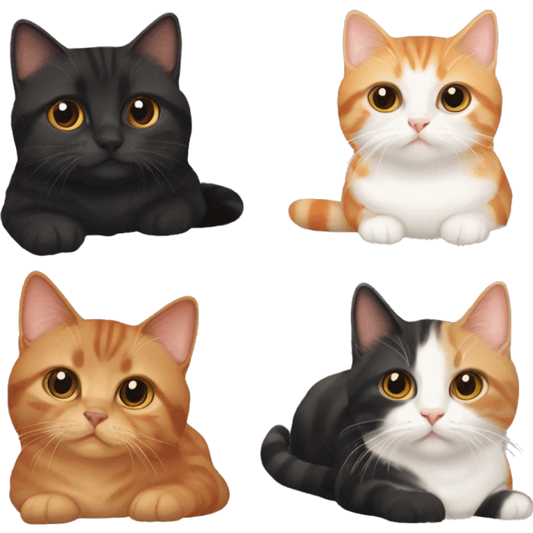 Brown munchkin cat and orange tabby cat and black munchkin cat  emoji