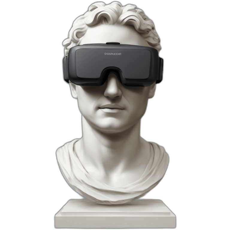 Roman sculpture with virtual reality glasses emoji