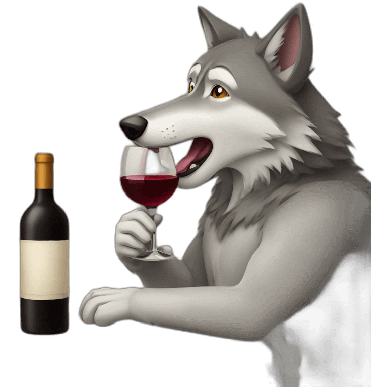 Wolf-drinking-wine emoji