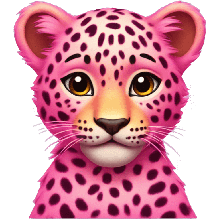 neon pink orange leopard cub happy emoji