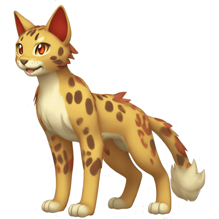 Fire-type Lynx-Fakemon full body emoji