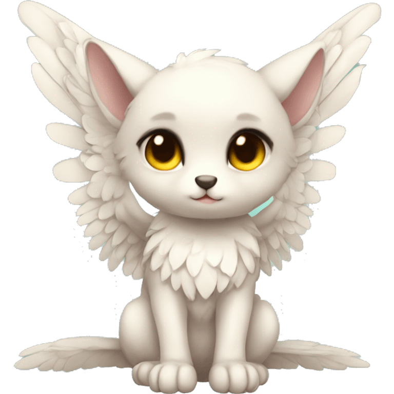 Anthro shy cute kawaii chibi winged animal hybrid full body emoji