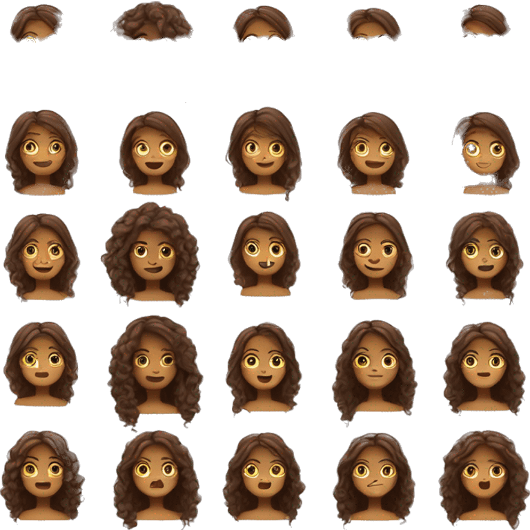 menina com cabelo marrom pele beji e olhos castanhos, cabelos compridos e lisos. emoji