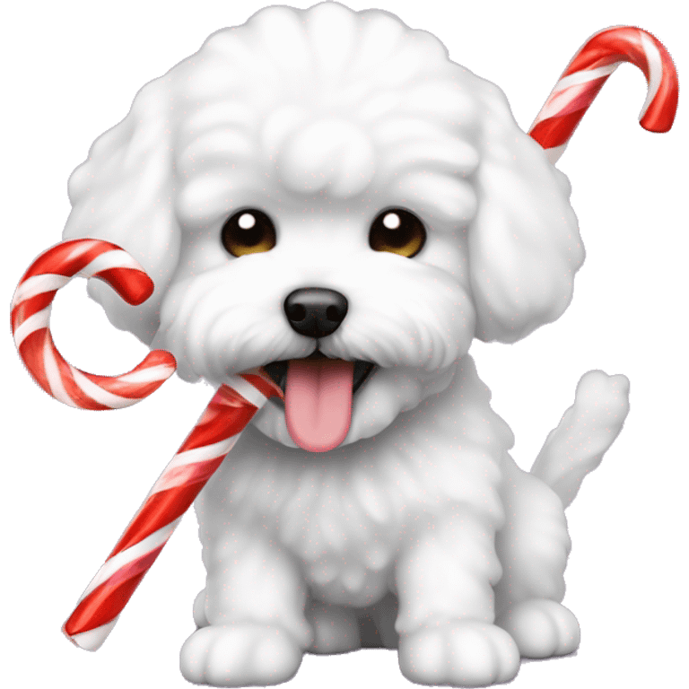 bichon frese dog eating a candy cane emoji