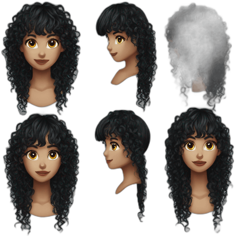 Sophia Loreen black curls fringe emoji