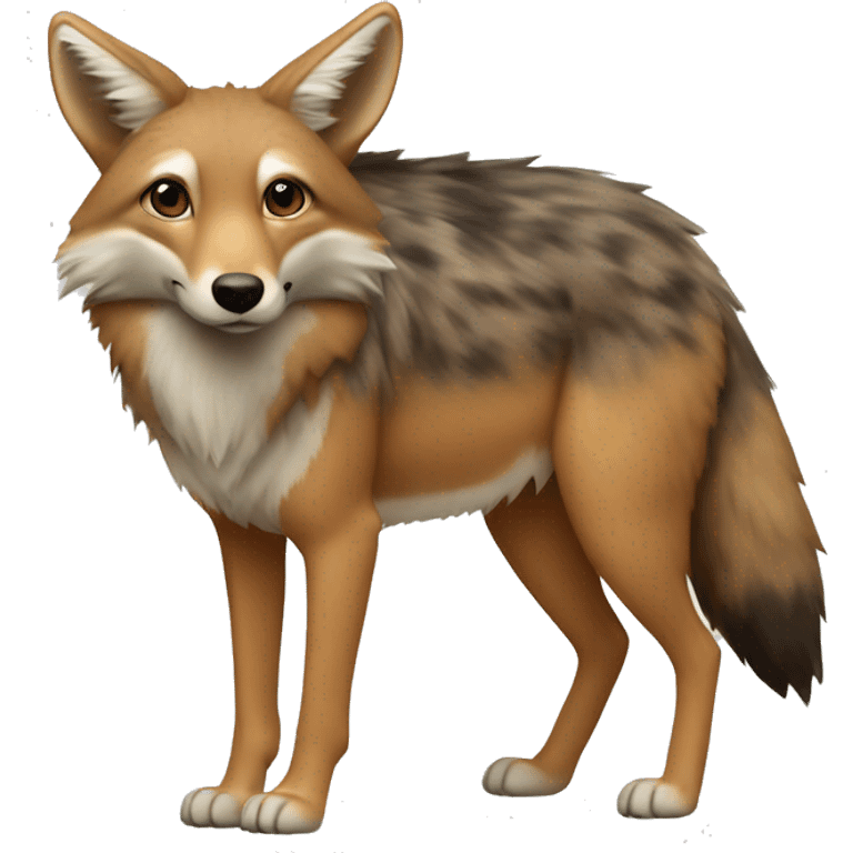 Coyote with tortoise shell coloring, brown and black fur, without any white emoji