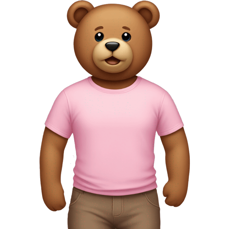 Brown Teddy bear wearing pastel pink tshirt emoji