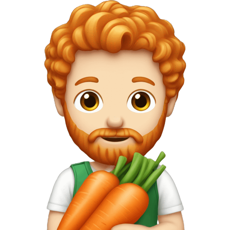 ginger hair and beard caucasian holding a carrot baby emoji