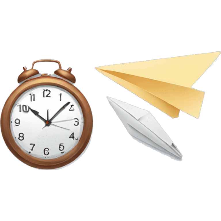 clock and a paper plane emoji