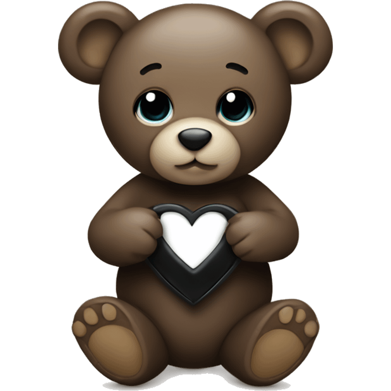 teddy with a ring and a black heart emoji