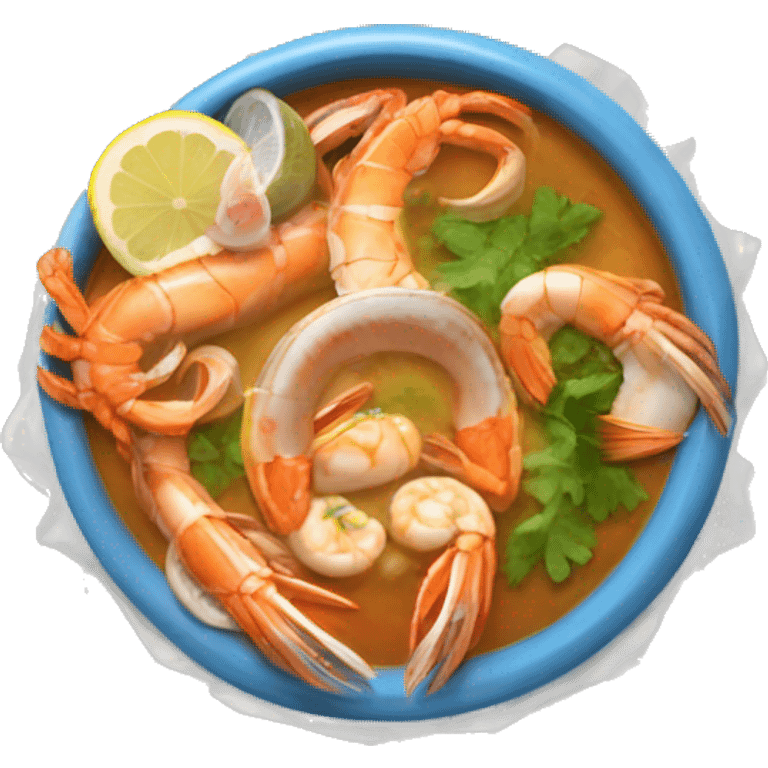 Sopa con aros y mariscos  emoji