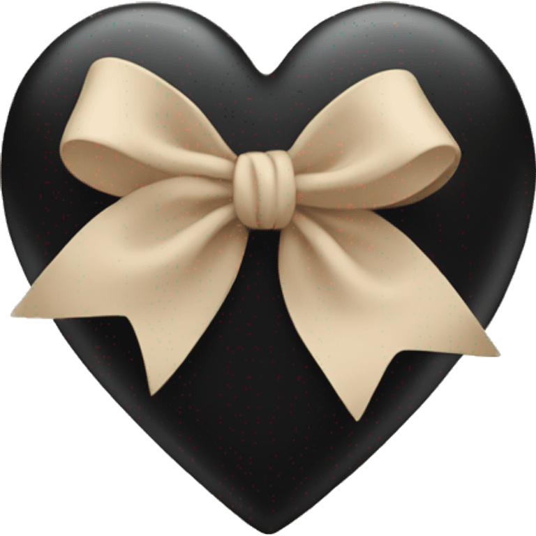 black heart with beige bow emoji