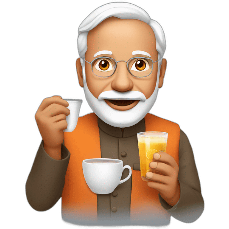 Narendra Modi holding tea glass emoji