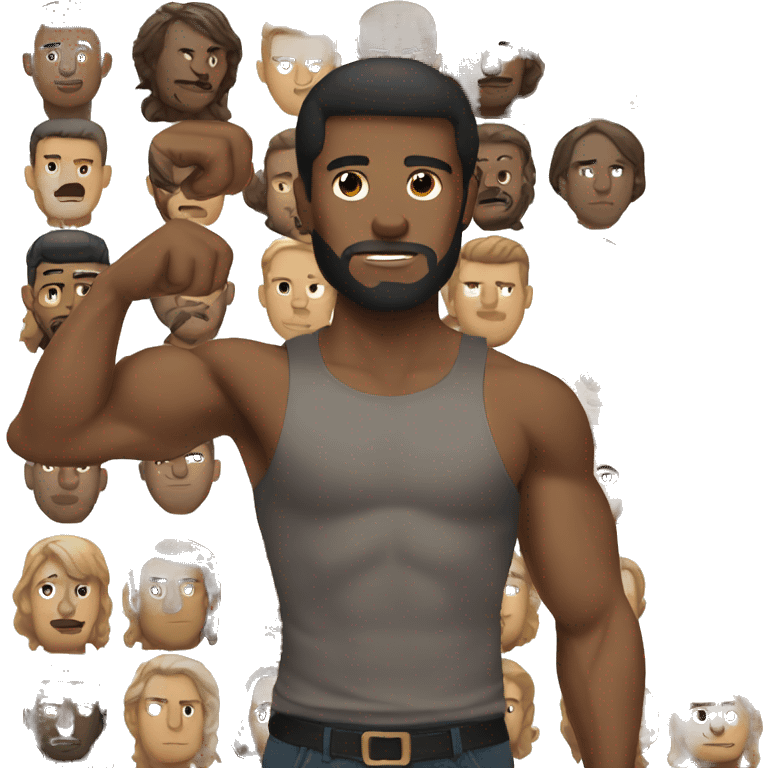 Muscular man, full body specifically a black man emoji