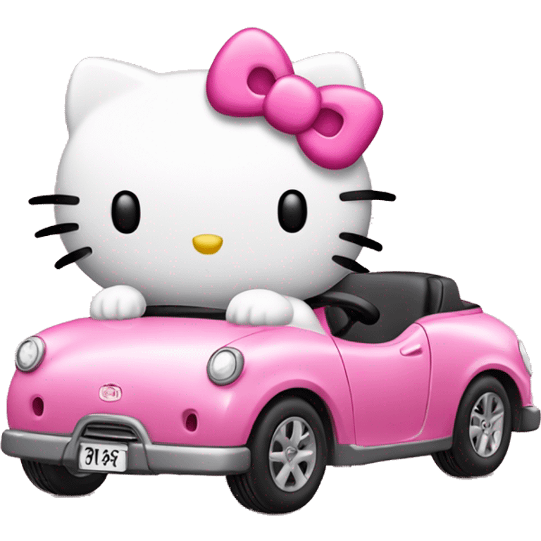 hello kitty driving small pink car  emoji