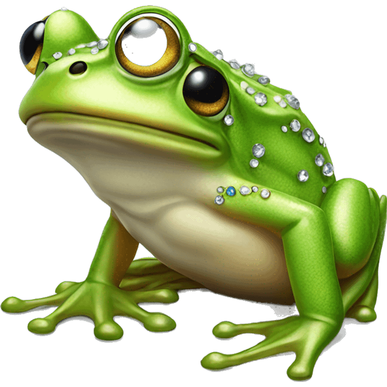 photorealistic frog with bling emoji