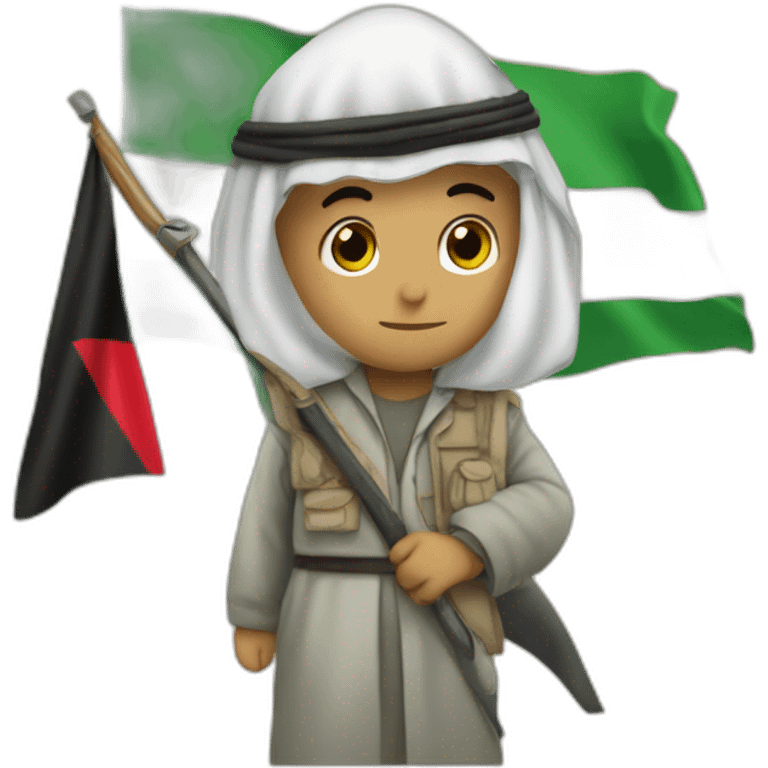 Musulman qui tient le drapeau de la palestine emoji