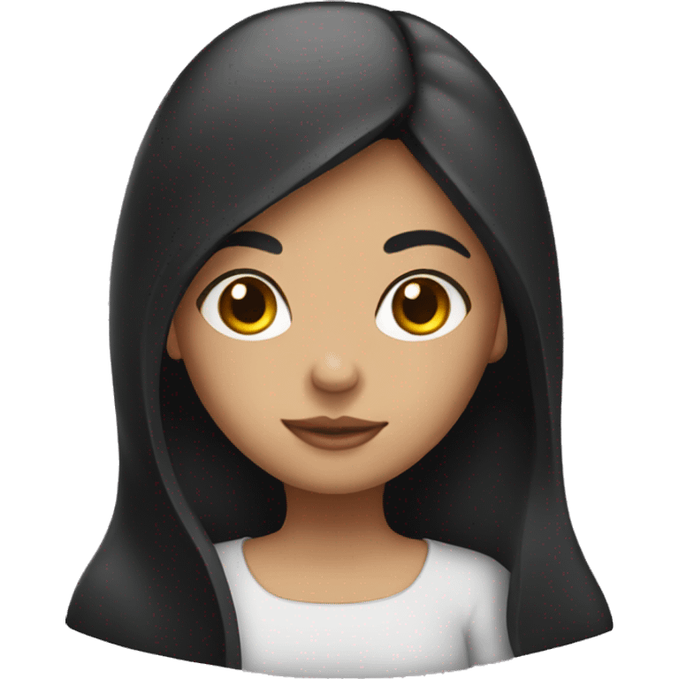 Girl with black hair with open book emoji