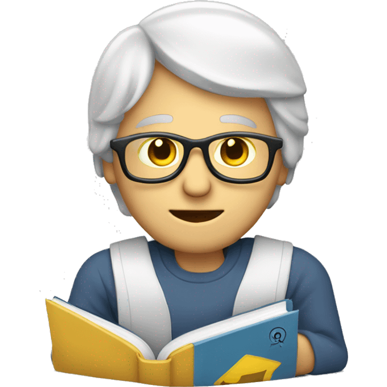 man with english book and computer emoji