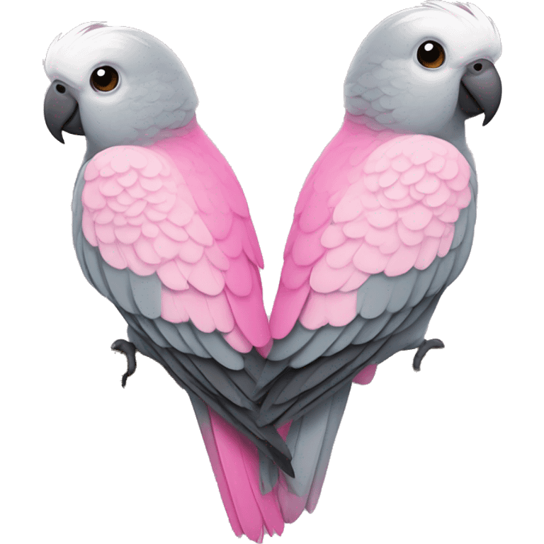 2 Pink and grey parakeets  emoji