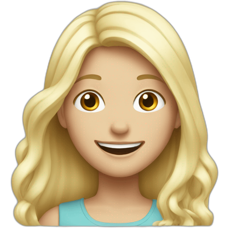 white blond girl celebrating emoji