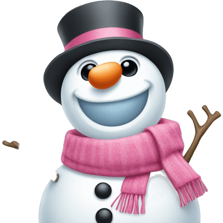 Snowman with pink scarf emoji