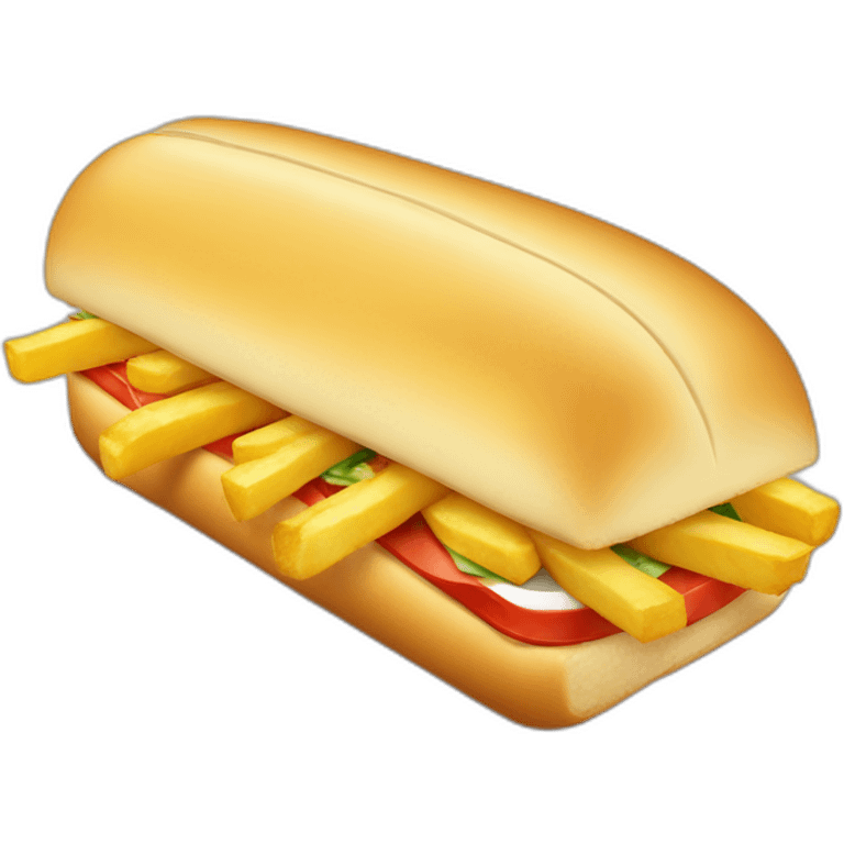 a subway sandwich filled with french fries emoji