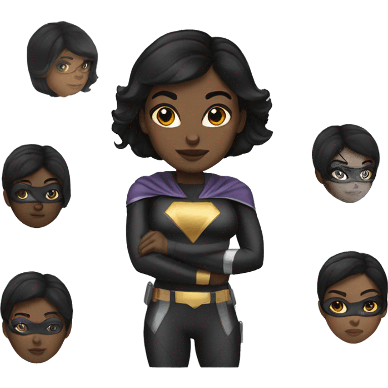 Black shorthair female superhero emoji