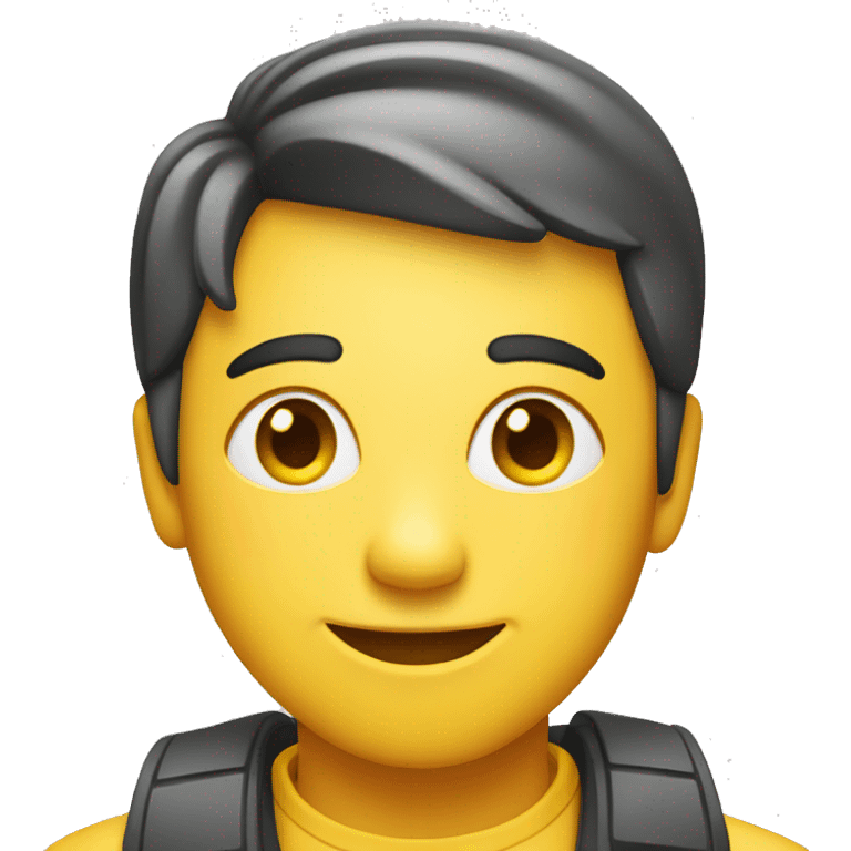 apple iphone style yellow circle face emoji with a neutral but confident smile, slightly squinting with thin eyebrows emoji