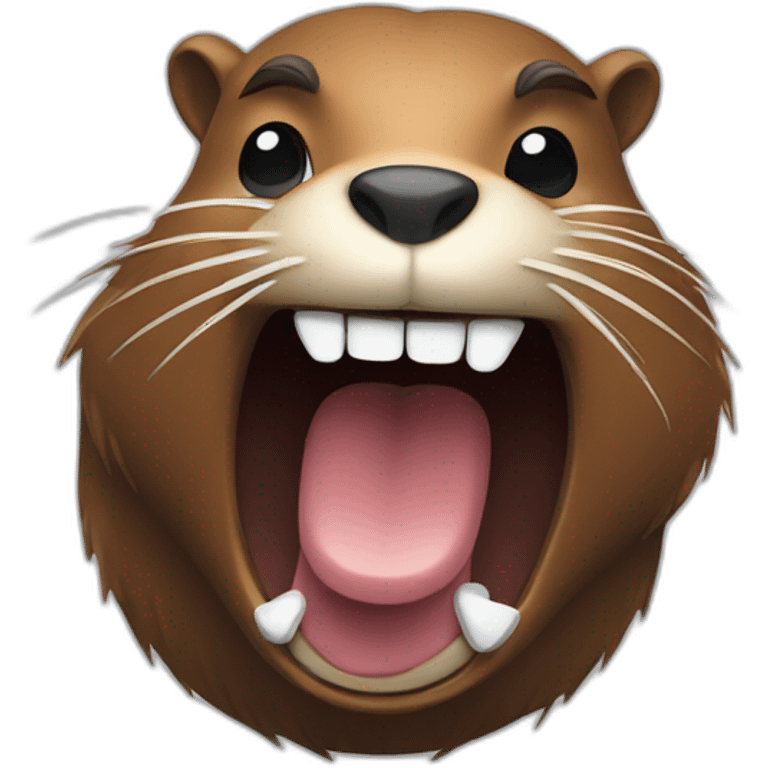 beaver in harsh style, happiness, smile emoji