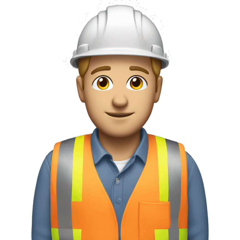 White guy in construction outfit with a name tag that says Mike  emoji