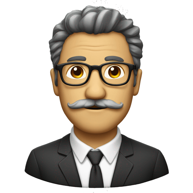 professor con barba canosa y gafas pasta grandes i negras emoji