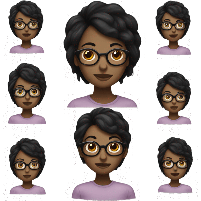 Black haired girl with glasses and lashes emoji