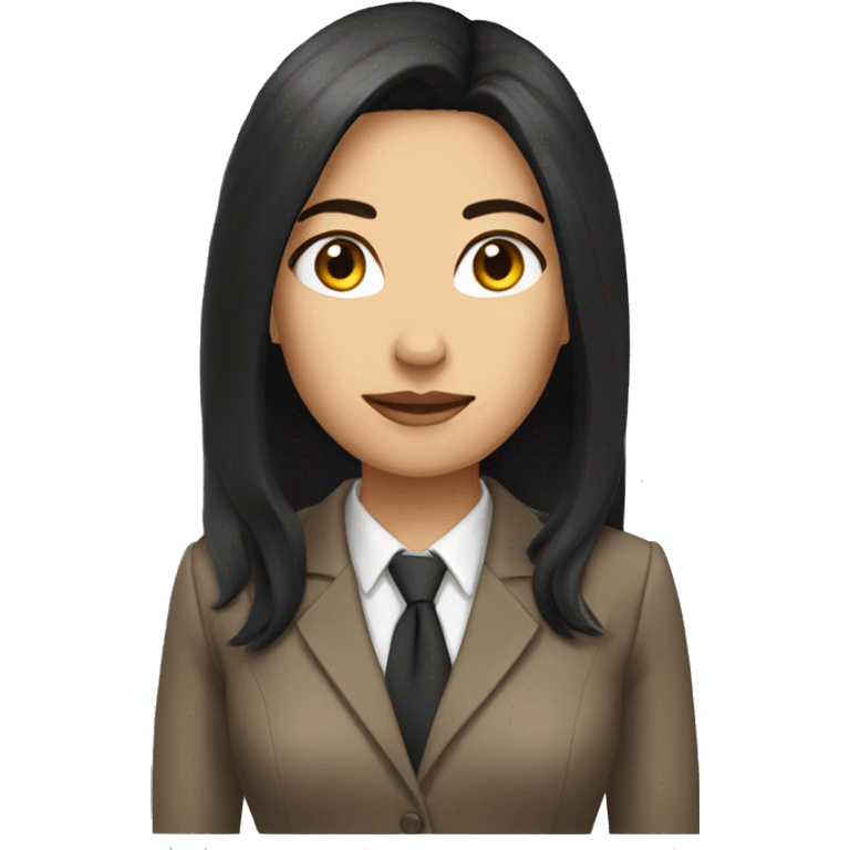 Female defense attorney with long black hair with brown suit emoji