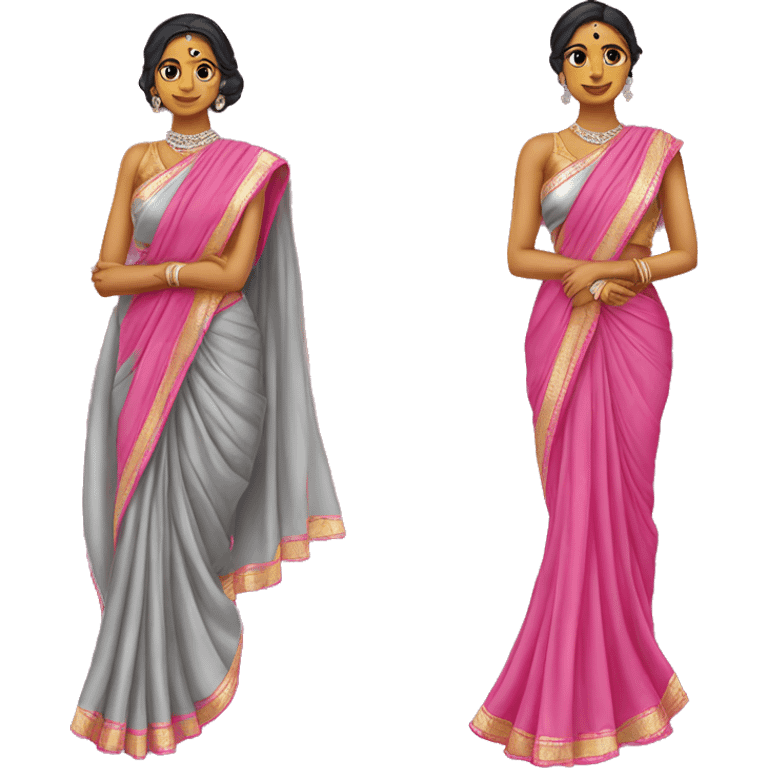 Saree draping with pink and silver saree without person emoji