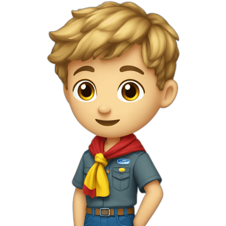 Scout boy with a RED ans YELLOW knotted scarf ans à blue scout shirt emoji