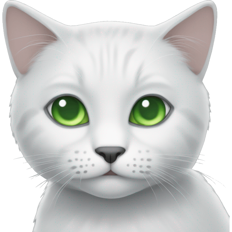 White gray meinkun cat with green eyes emoji