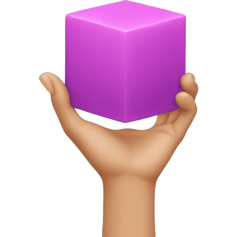 A hand holding a cube emoji