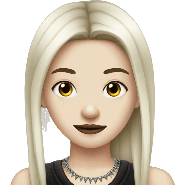 Emo white girl with nose piercing, black hair, and spiked necklace emoji