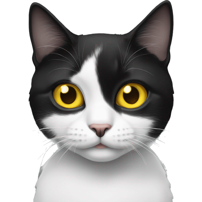 Black and white cat with yellow eyes emoji