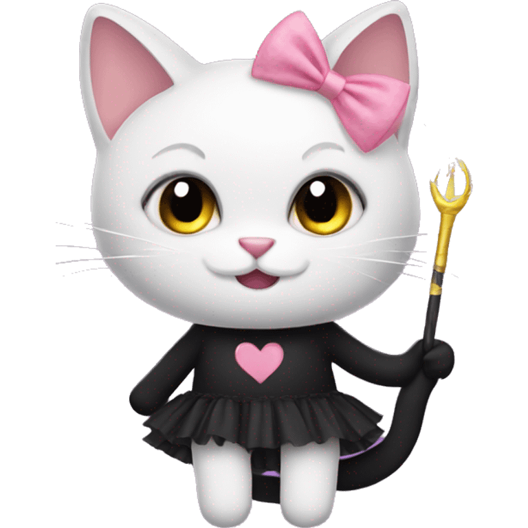 black cat in a tutu holding a wand emoji