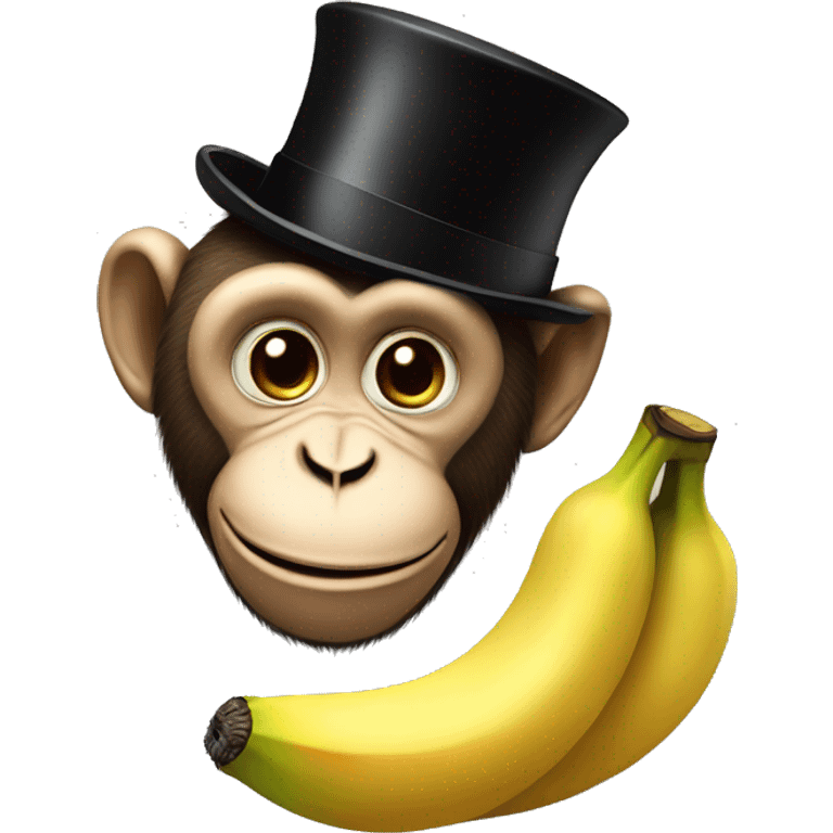 Monkey with a top hat winking with a banana  emoji