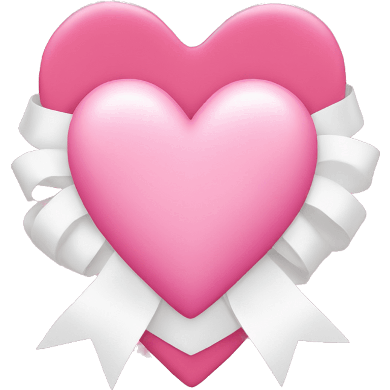 Pink hear with white ribbon around it emoji