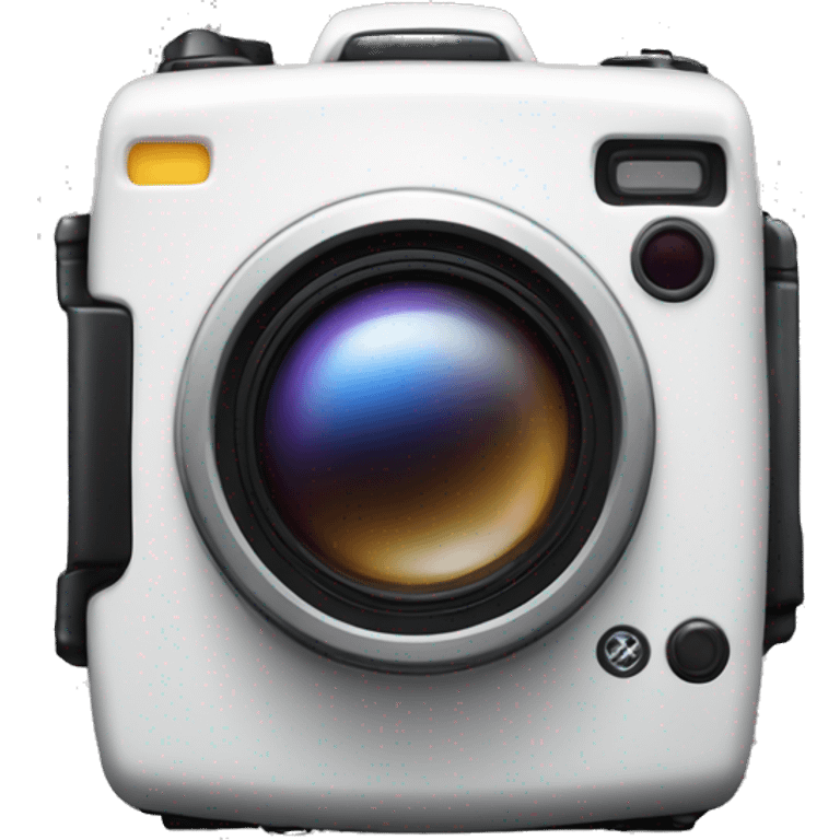 digital camera with a flash emoji