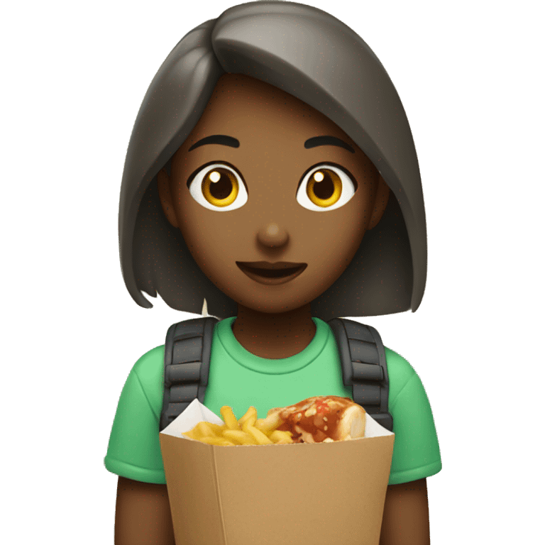 girl eating take out emoji