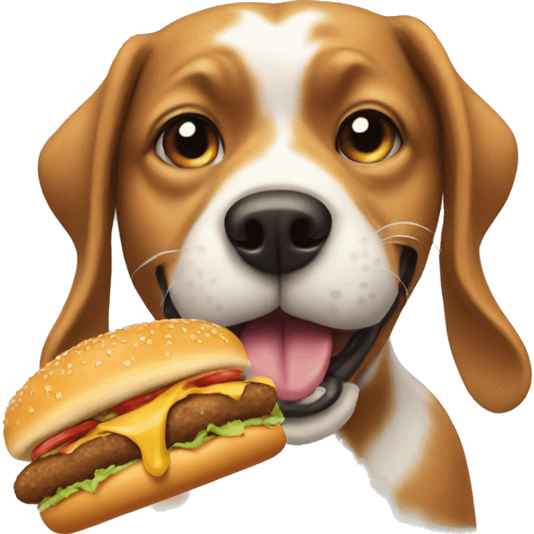 dog eating hamburger emoji