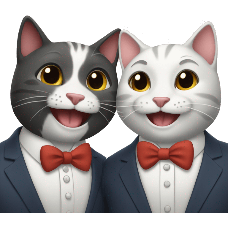 two happy cats in suits emoji