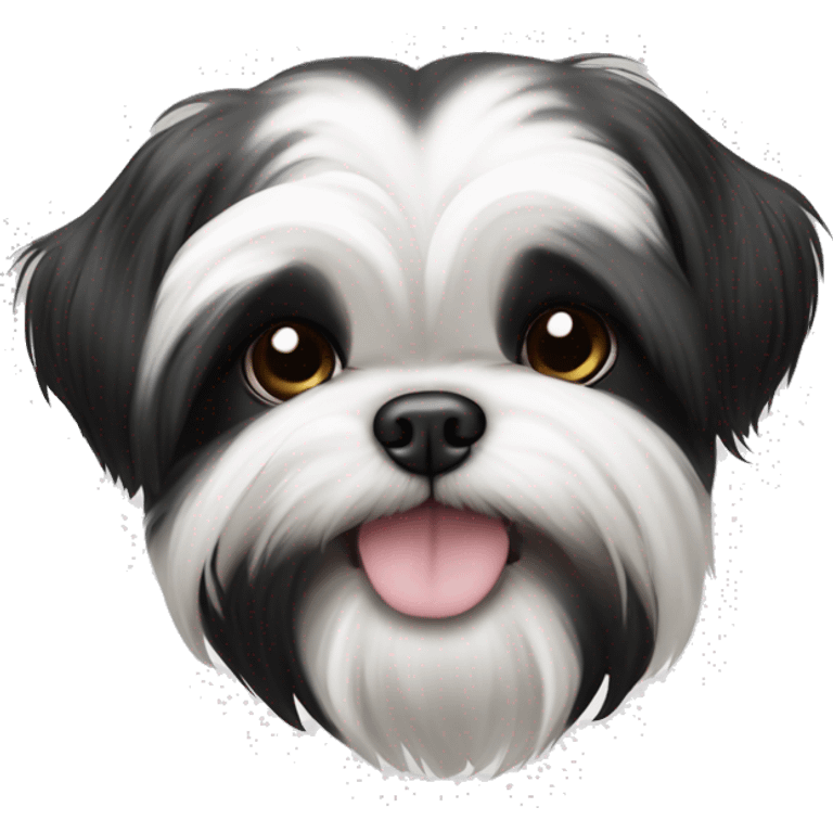 cachorro shih-tzu com pelos em branco e preto emoji